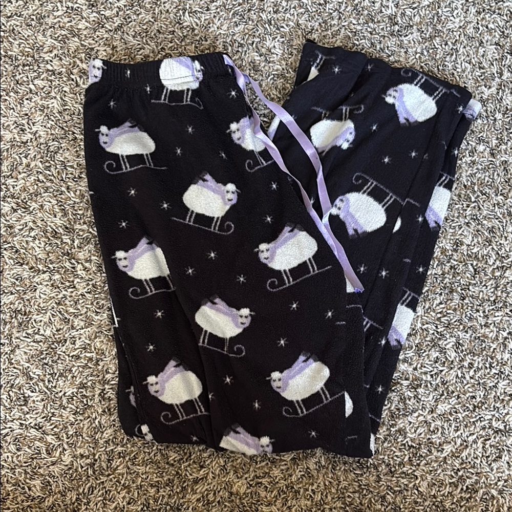 Croft & Barrow Black and White Pajama Bottoms with Sheep Print
